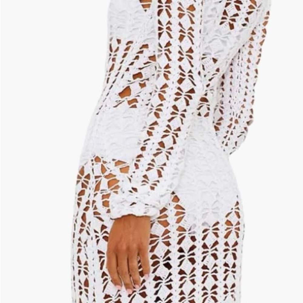 Beach Riot White Crochet Long-Sleeve Maxi Swim Cover-Up - Picture 3 of 6